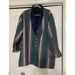 Vintage Boho Heavy Tapestry Coat Corduroy-Lined 2X 3X Handmade Unisex Jacket